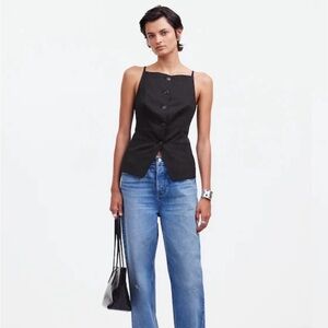 Madewell Square-Neck Vest in Drapey Twill